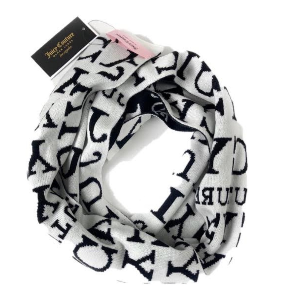 Juicy Couture Black and White Monogram Scarf NWT